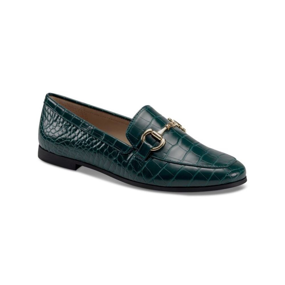 ALFANI Womens Green Croc Bit Gayle Round Toe Slip On Loafers Shoes 5.5 M